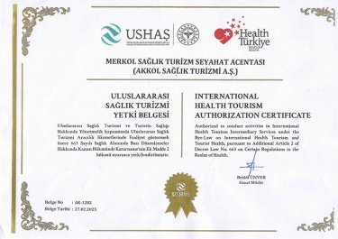Merkol Sağlık Turizmi Yetki Belgesi